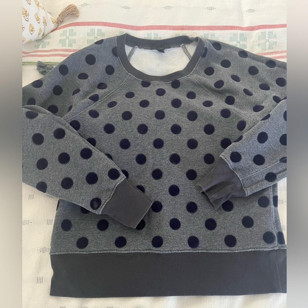 J crew sweatshirt with velvet polka dots. Small